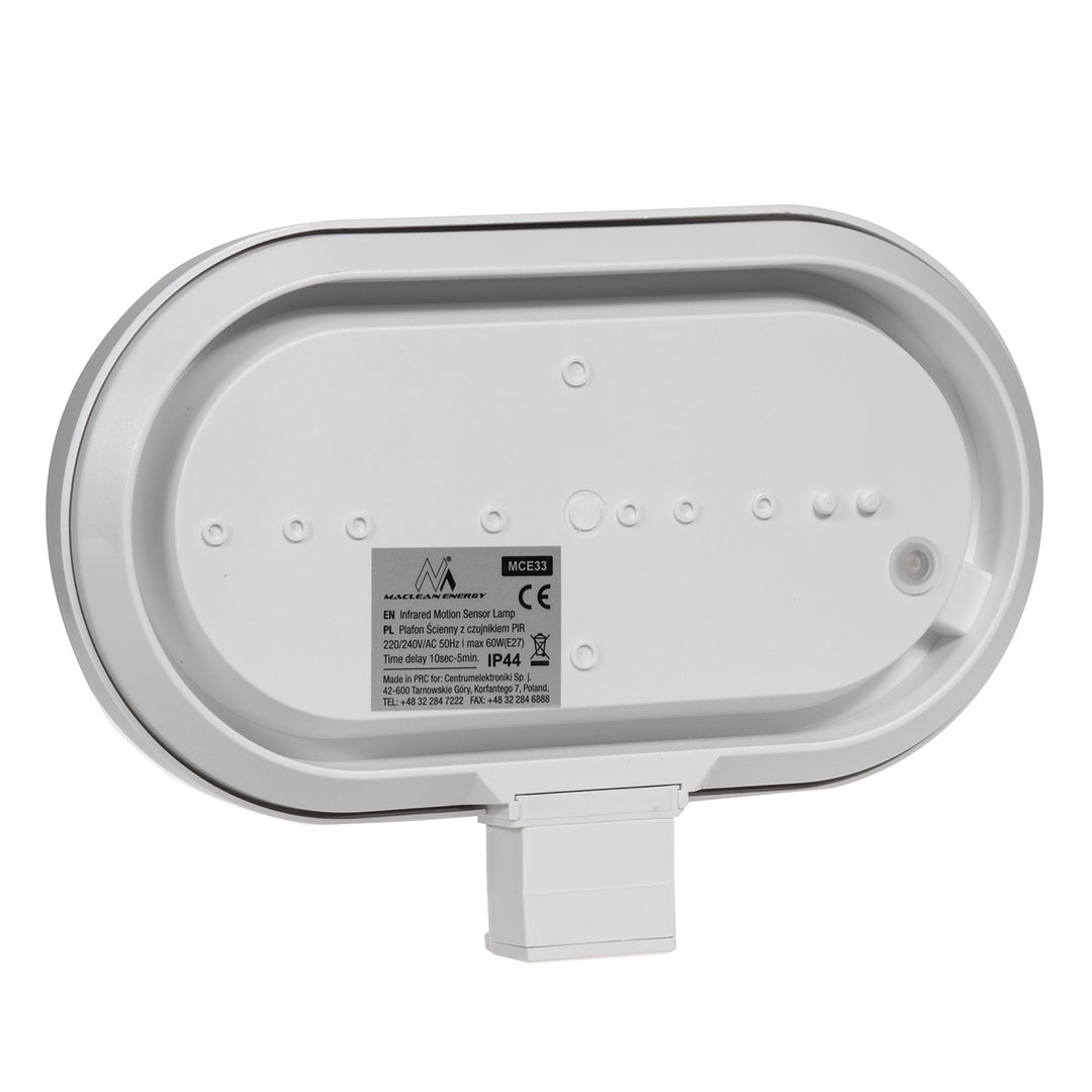 Apparecchio a parete Maclean, con sensore PIR, max. 60W, 180°, MCE33 W + LED 11W