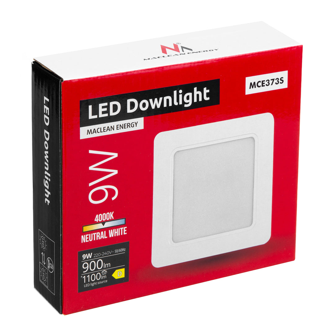5x Pannello a soffitto Maclean LED, montaggio a incasso SLIM, 9W, bianco neutro 4000K, 120*120*26mm, 900lm, MCE373 S