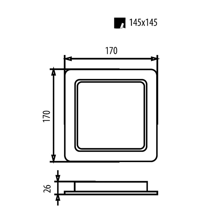 Pannello da soffitto Maclean LED, montaggio ad incasso SLIM, 18W, bianco neutro 4000K, 170*170*26mm, 1800lm, MCE374 S + adattatore per montaggio a superficie MCE379 S