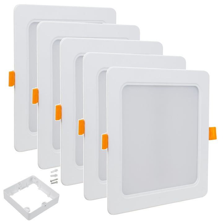 5x Pannello a soffitto Maclean LED, montaggio a incasso SLIM, 18W, bianco neutro 4000K, 170*170*26mm, 1800lm, MCE374 S + adattatore per superficie MCE379 S