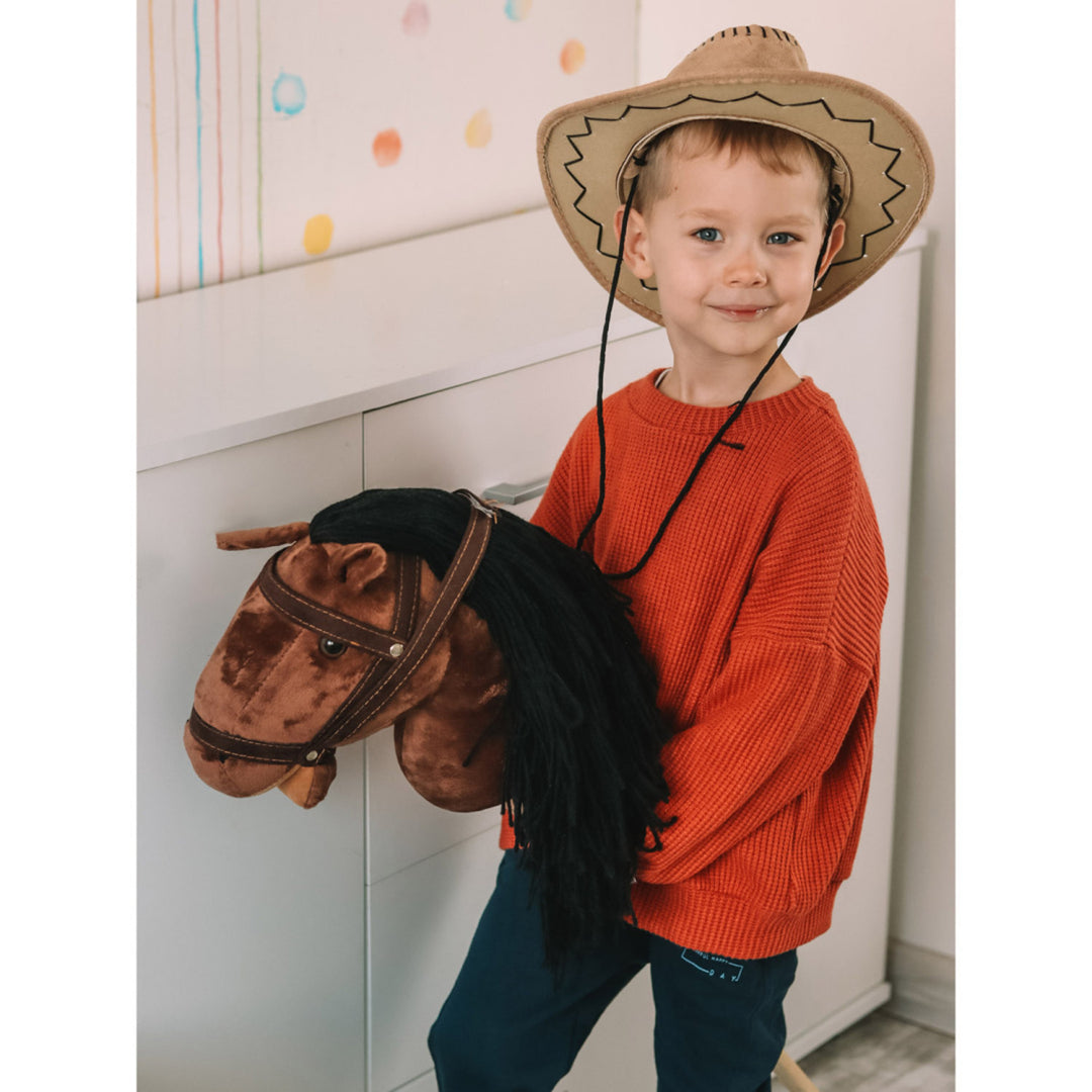 Cavallo di peluche Teddykompaniet, bastone di legno, redini, 80 cm, T-TED-03002
