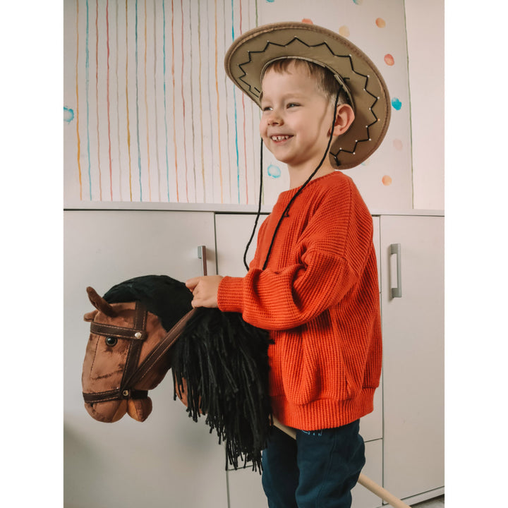 Cavallo di peluche Teddykompaniet, bastone di legno, redini, 80 cm, T-TED-03002