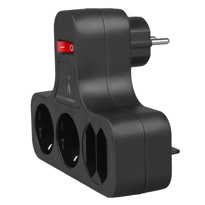 Presa Maclean, quadrupla con interruttore on/off, Staffa di stabilizzazione, tipo schuko, 2x2,5A, 2x16A, MCE224 G/B
