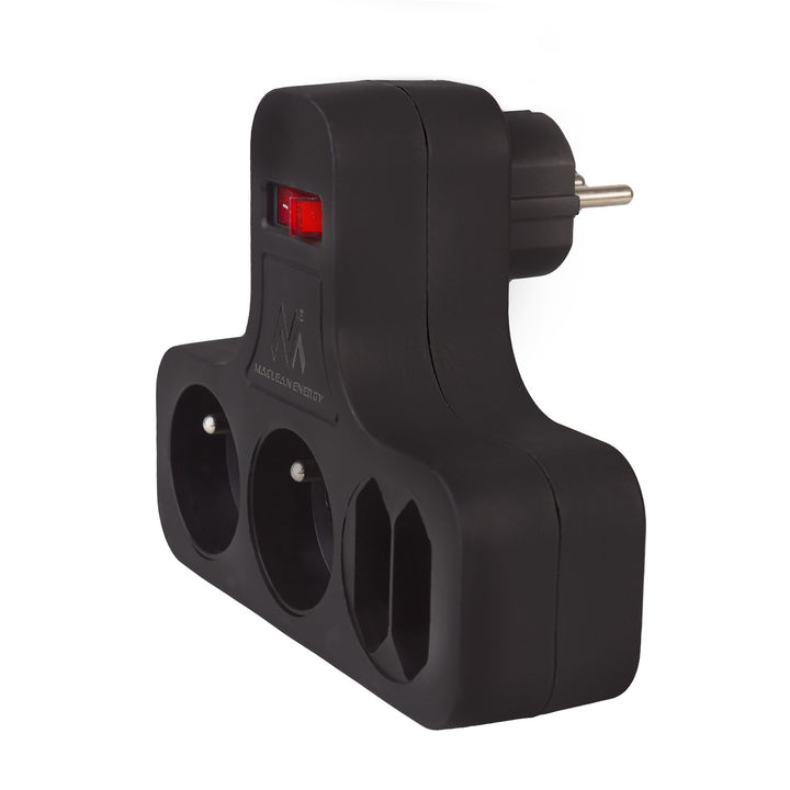 Presa Maclean, quadrupla con interruttore on/off, piedino stabilizzatore, tipo E, 2x2,5A, 2x16A, MCE224 E/B