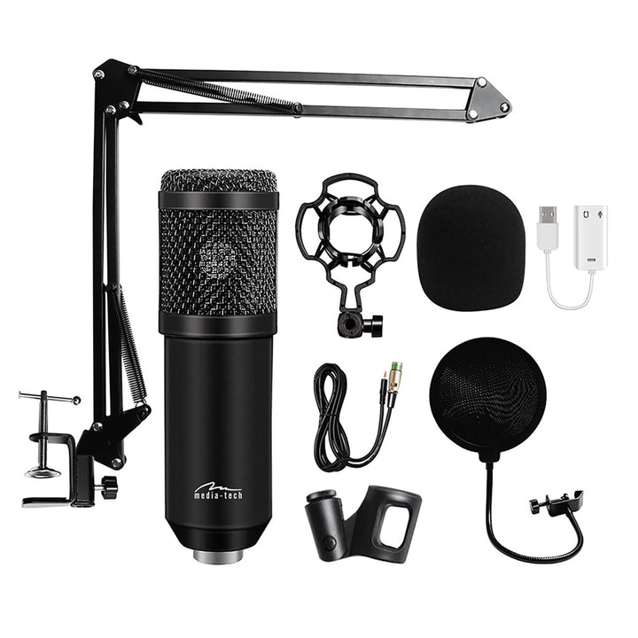 Microfono a condensatore Media-Tech, asta regolabile, accessori, MT397K