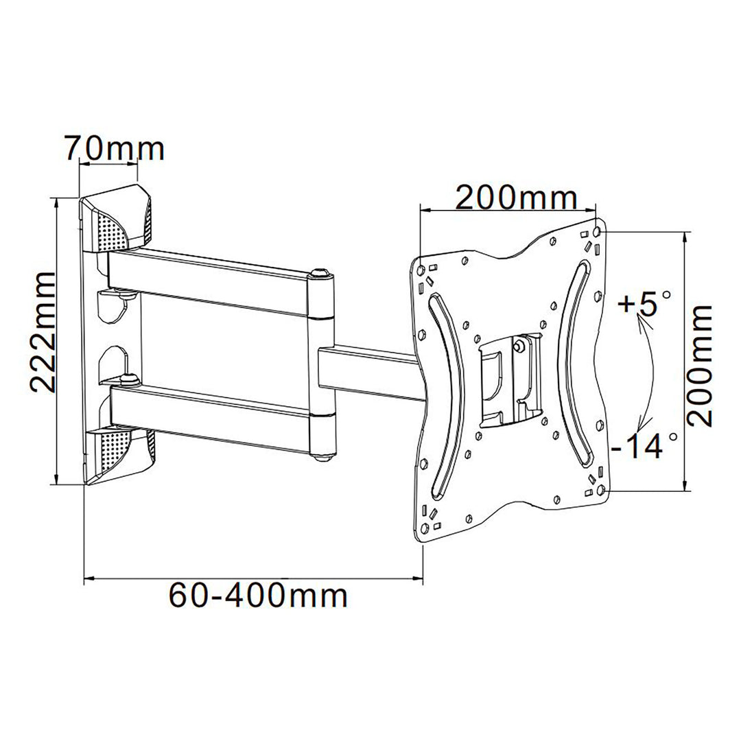 Supporto TV universale con regolazione verticale e orizzontale da 13"-42" Cabletech  UCH0214