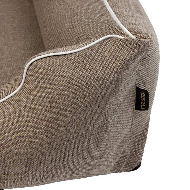 Letto per cani Mestizo, 100x75 cm, beige con bordi bianchi, SMTF-BEI-W-3