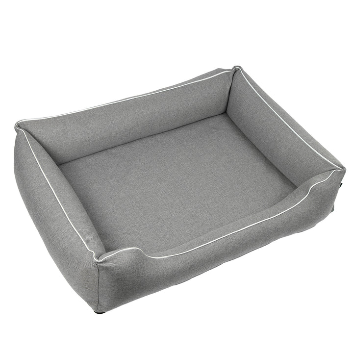 Letto per cani Mestizo, 100x75 cm, grigio chiaro con bordi bianchi, SMTF-GRA-W-3
