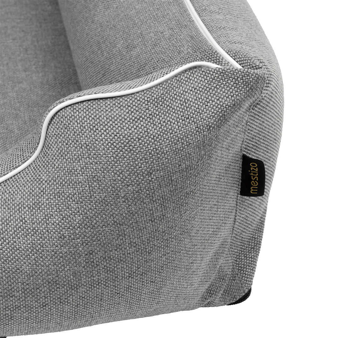 Letto per cani Mestizo, 100x75 cm, grigio chiaro con bordi bianchi, SMTF-GRA-W-3