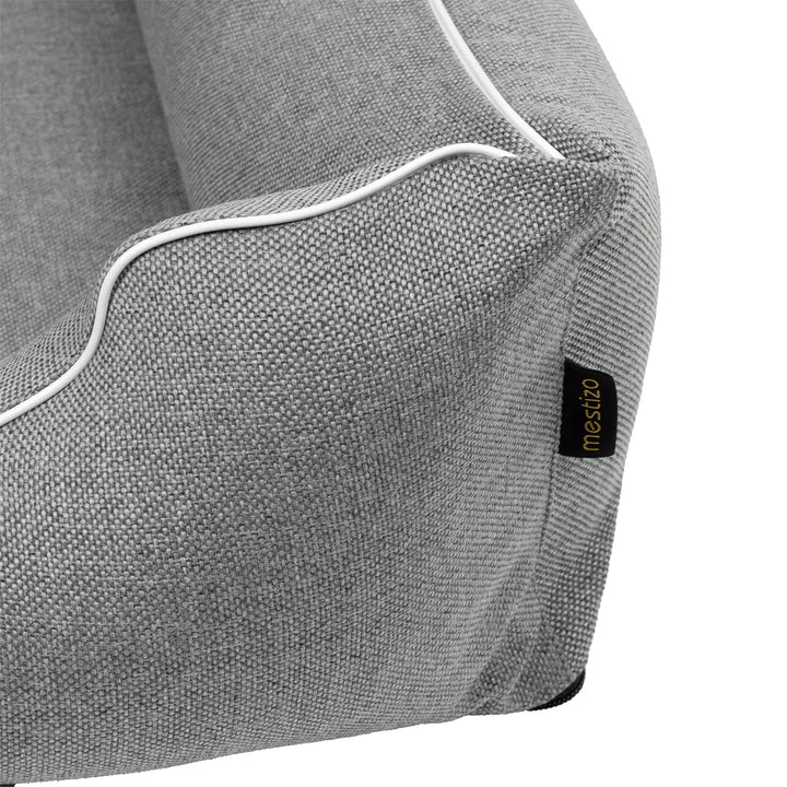 Letto per cani Mestizo, 100x75 cm, grigio chiaro con bordi bianchi, SMTF-GRA-W-3