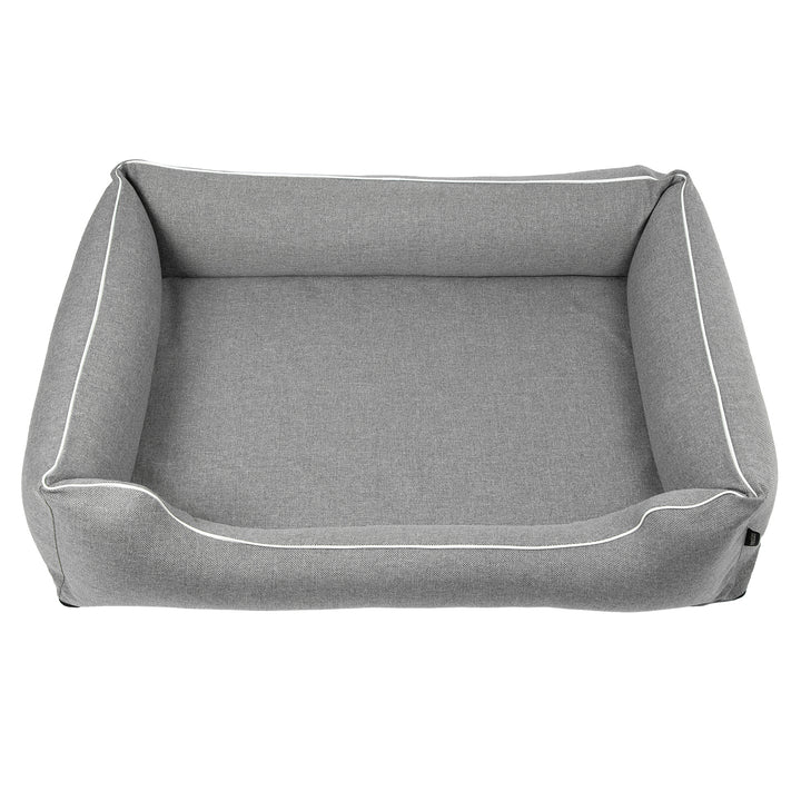 Letto per cani Mestizo, 100x75 cm, grigio chiaro con bordi bianchi, SMTF-GRA-W-3
