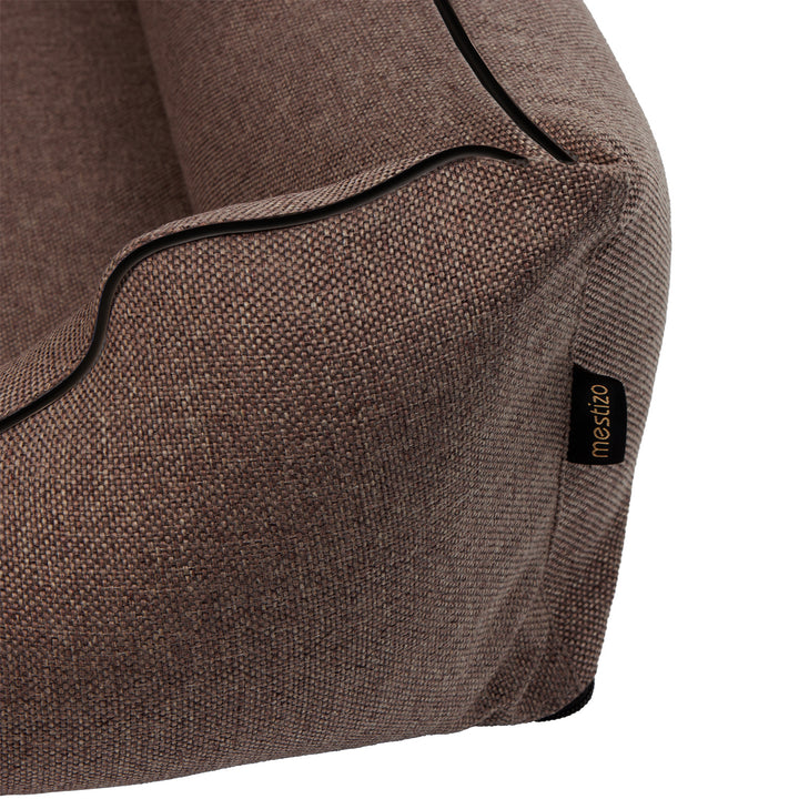 Letto per cani Mestizo, 100x75 cm, marrone con bordi neri, SMTF-BRO-B-3