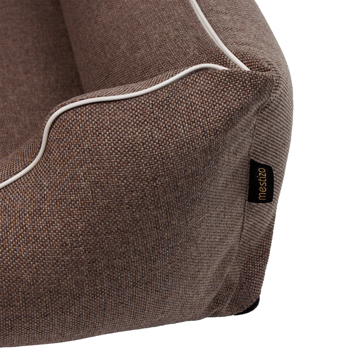 Letto per cani Mestizo, 100x75 cm, marrone con bordi bianchi, SMTF-BRO-W-3