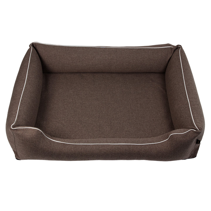 Letto per cani Mestizo, 100x75 cm, marrone con bordi bianchi, SMTF-BRO-W-3