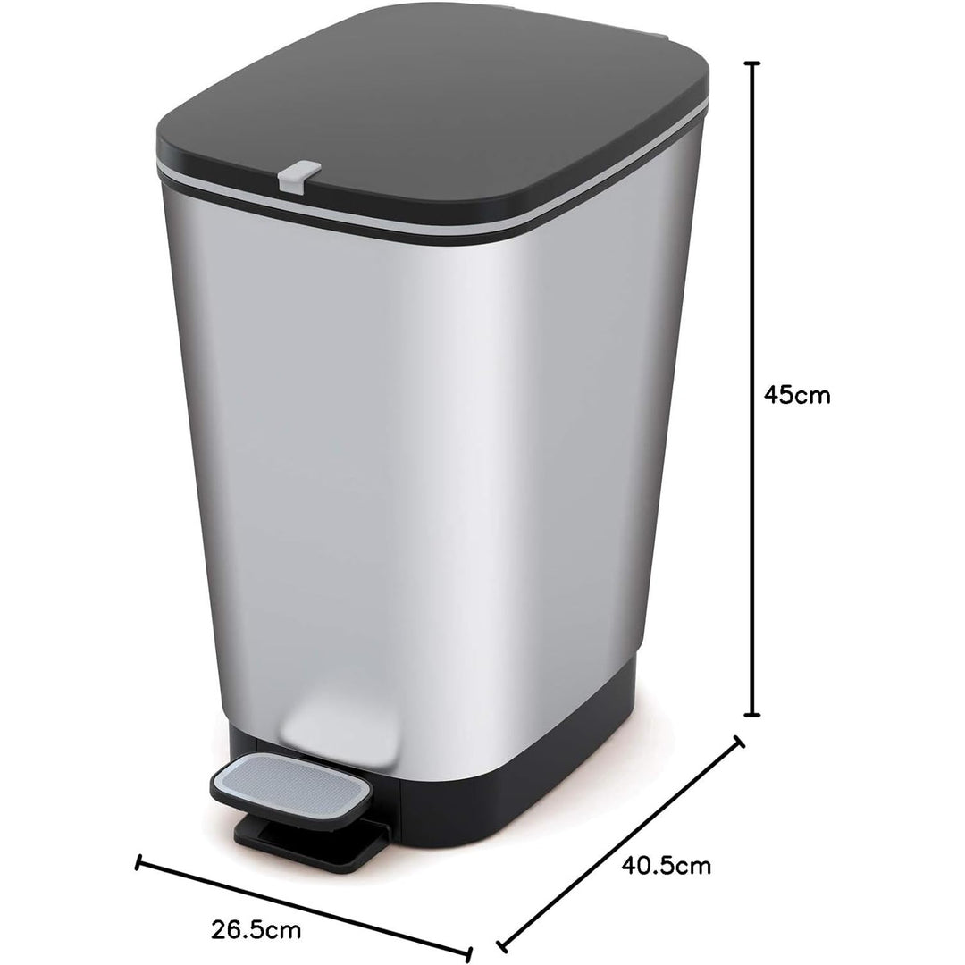 Cestino  Kis Chic, con pedale, guarnizione in gomma, metallizzato, 30 litri