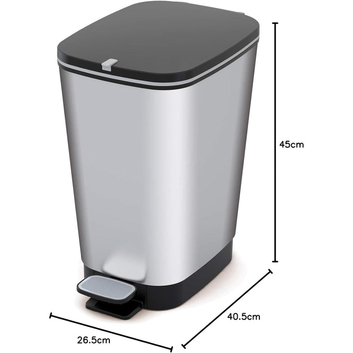 Cestino  Kis Chic, con pedale, guarnizione in gomma, metallizzato, 30 litri