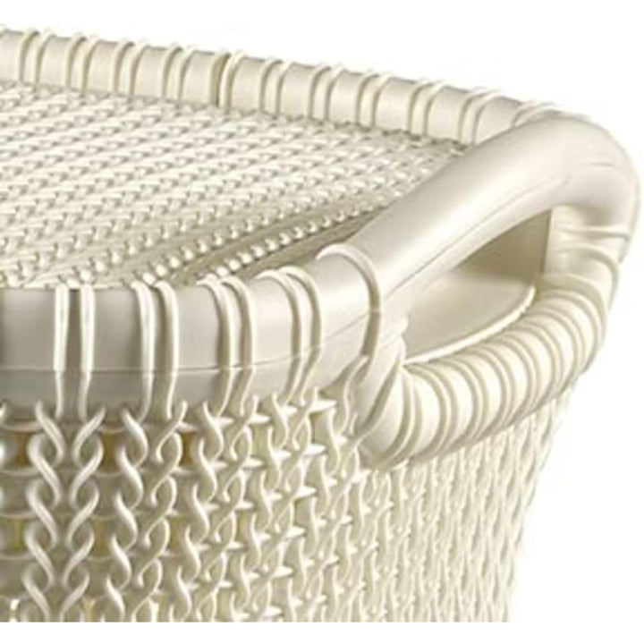 Cesto per biancheria Curver, design traforato, 2 manici, 57l, crema, Knit