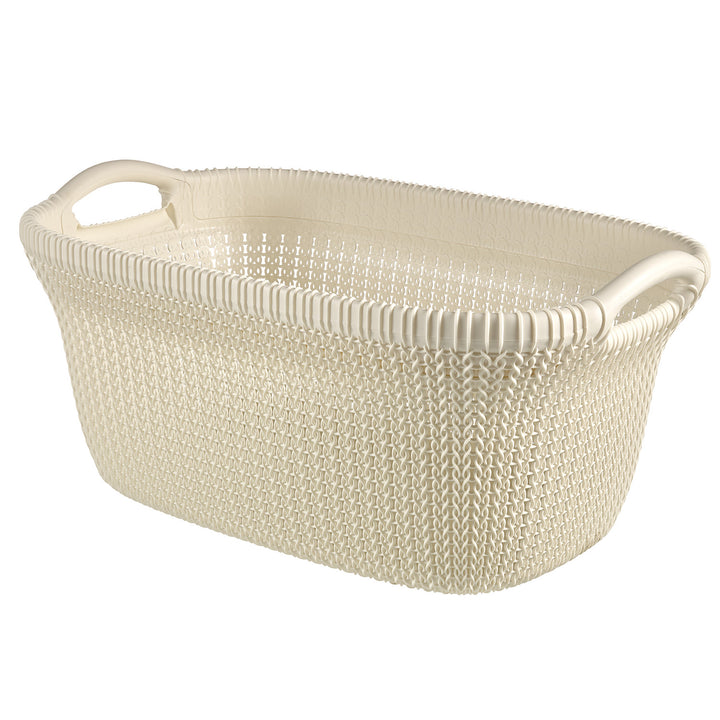 Cesto per biancheria Curver, 2 manici, 40l, crema, Knit