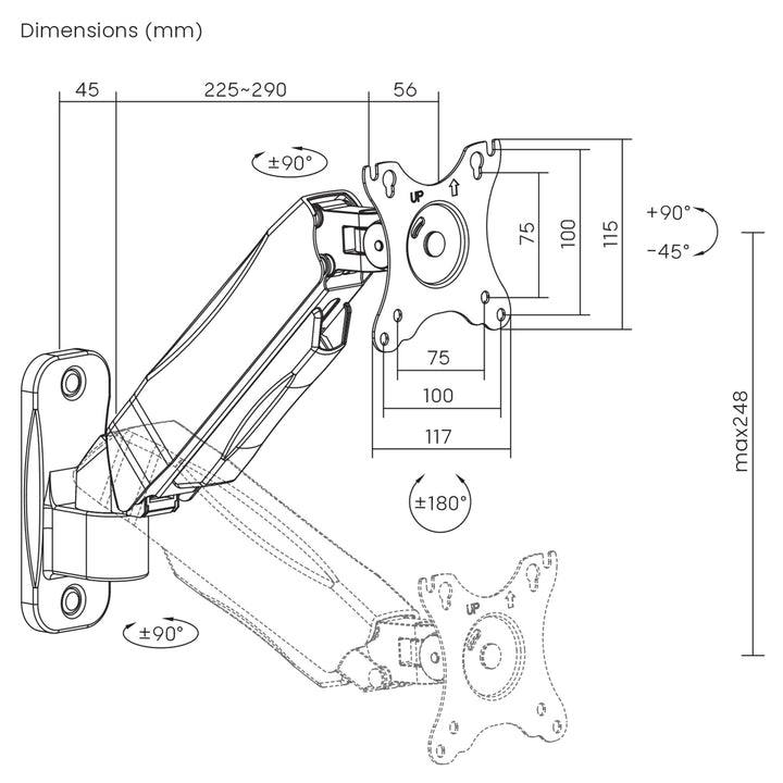 Supporto a parete per monitor Maclean, 17-32'', 9 kg max, molla meccanica, MC-979