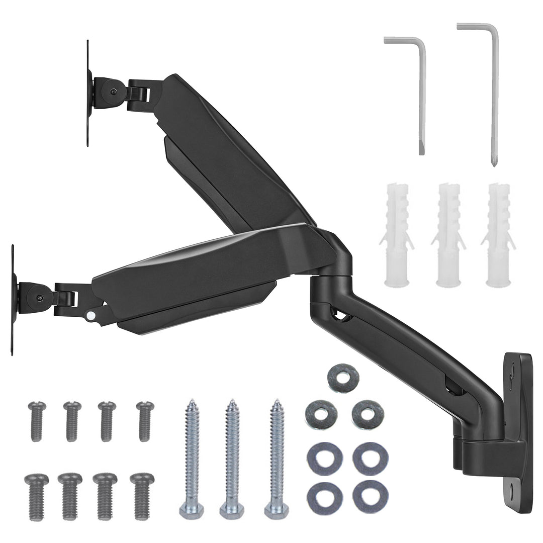 Supporto a parete per due monitor Maclean, 17-32'', 9 kg max, molla meccanica, MC-988