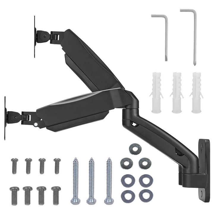 Supporto a parete per due monitor Maclean, 17-32'', 9 kg max, molla meccanica, MC-988