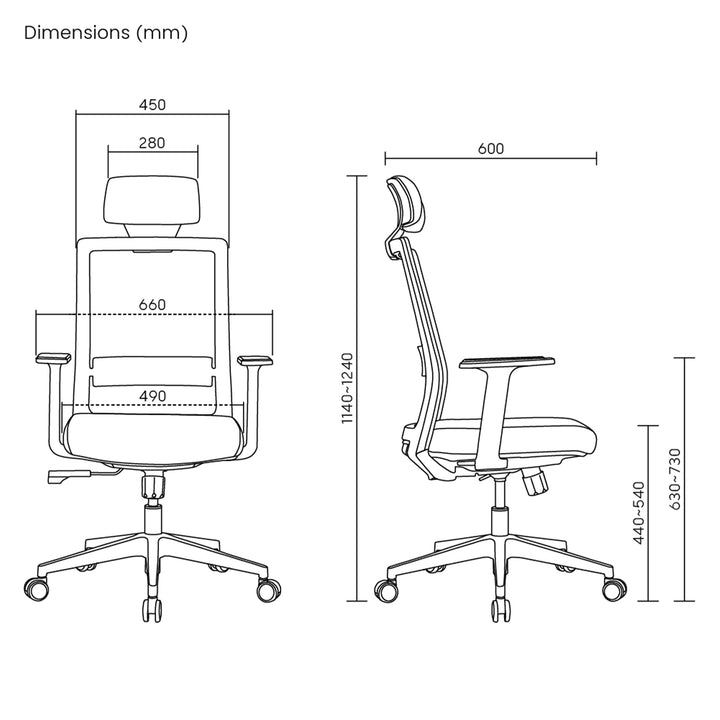 Sedia da ufficio ergonomica premium con schienale alto Ergo Office, max 150 kg, ER-425