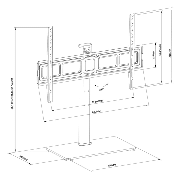 Supporto TV universale Maclean per mobile RTV supporto max 40kg max VESA 600x400 per TV 32-75" MC-386