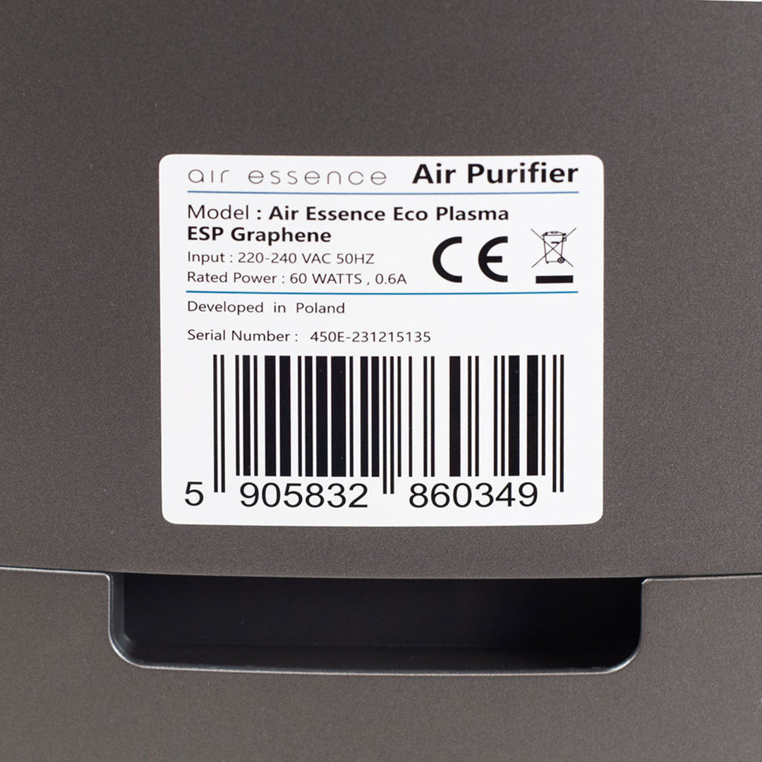 Air Essence Eco Plasma Purificatore d'aria, filtro al grafene, 60m2, filtro ESP, sterilizzatore UVC, grigio