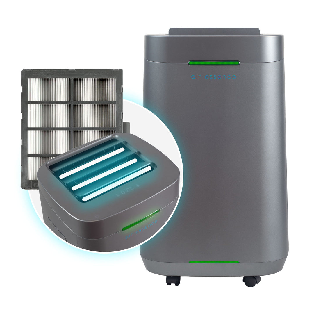 Air Essence Eco Plasma Purificatore d'aria, filtro al grafene, 60m2, filtro ESP, sterilizzatore UVC, grigio