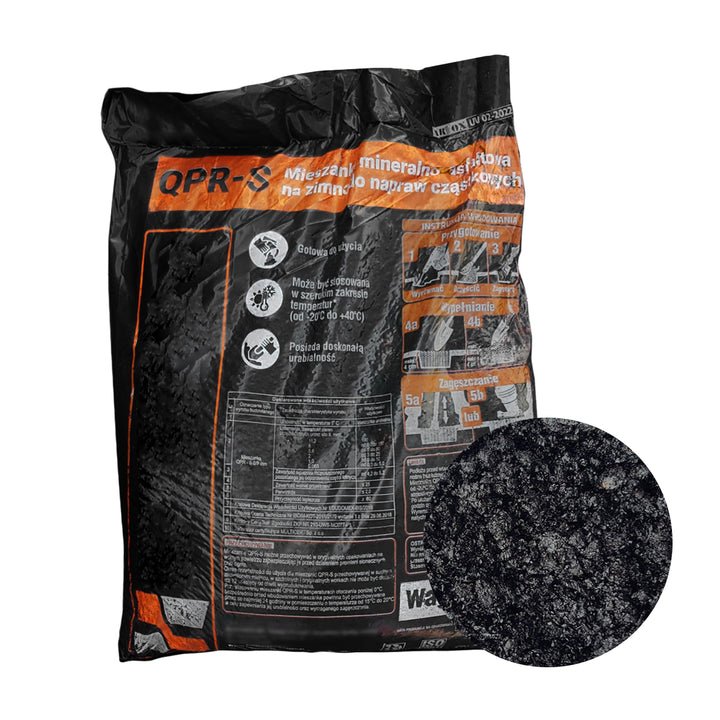 Asfalto a freddo Budomex, miscela minerale-asfalto, per il ripristino del manto stradale, 25 kg