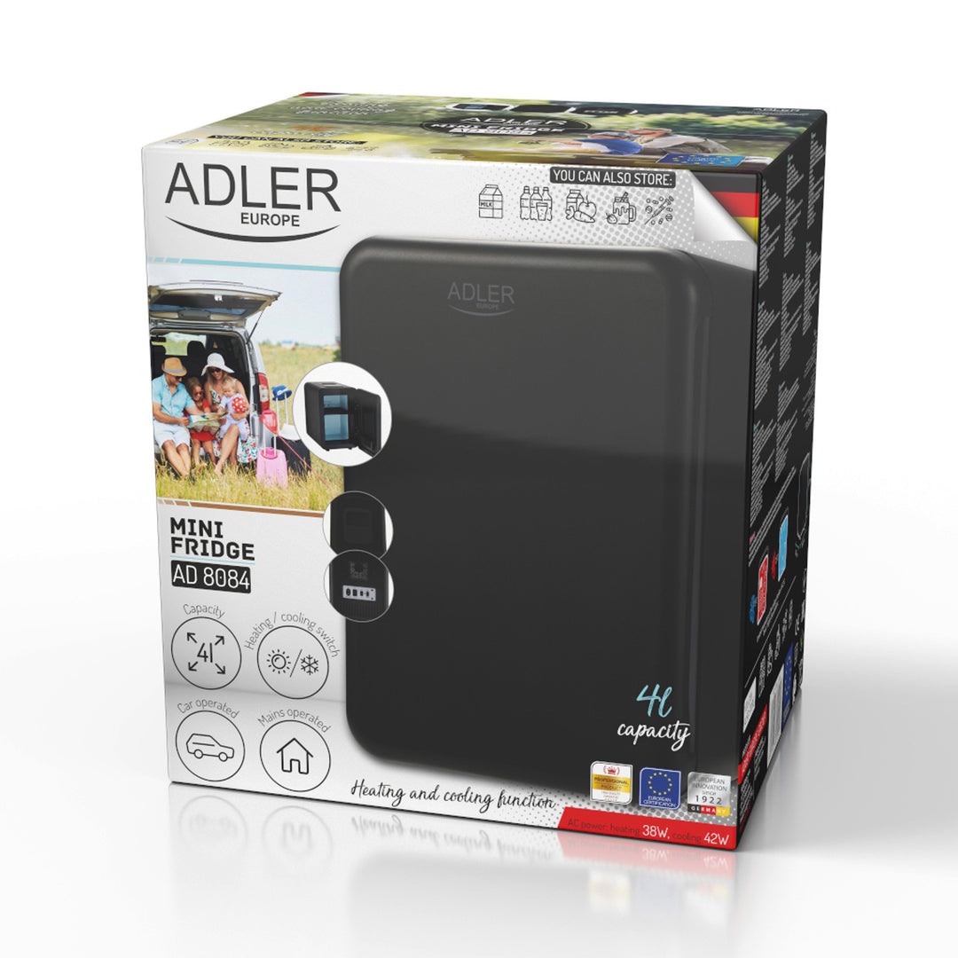 Frigorifero portatile Adler, raffreddamento e riscaldamento, per casa e auto, 4L, nero, AD 8084