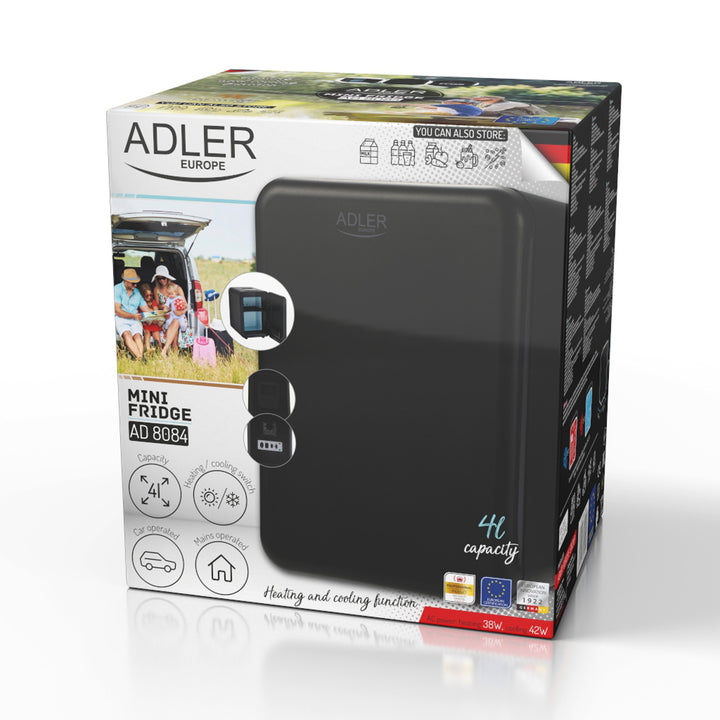 Frigorifero portatile Adler, raffreddamento e riscaldamento, per casa e auto, 4L, nero, AD 8084