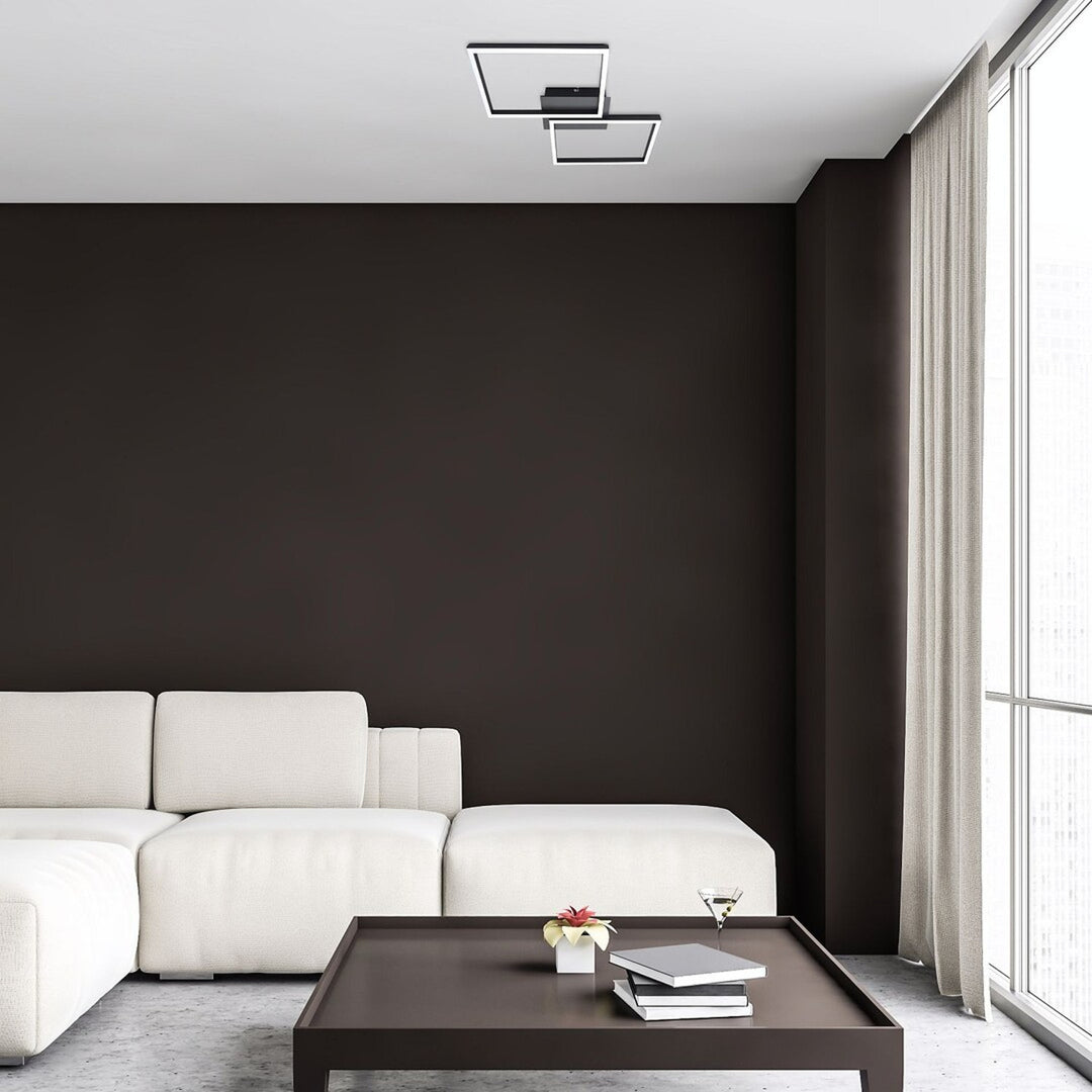 Rabalux, lampada a soffitto, LED 40W, nero, telecomando, Ludano