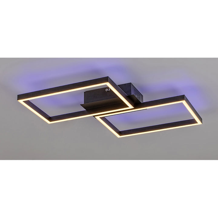 Rabalux, lampada a soffitto, LED 40W, nero, telecomando, Ludano
