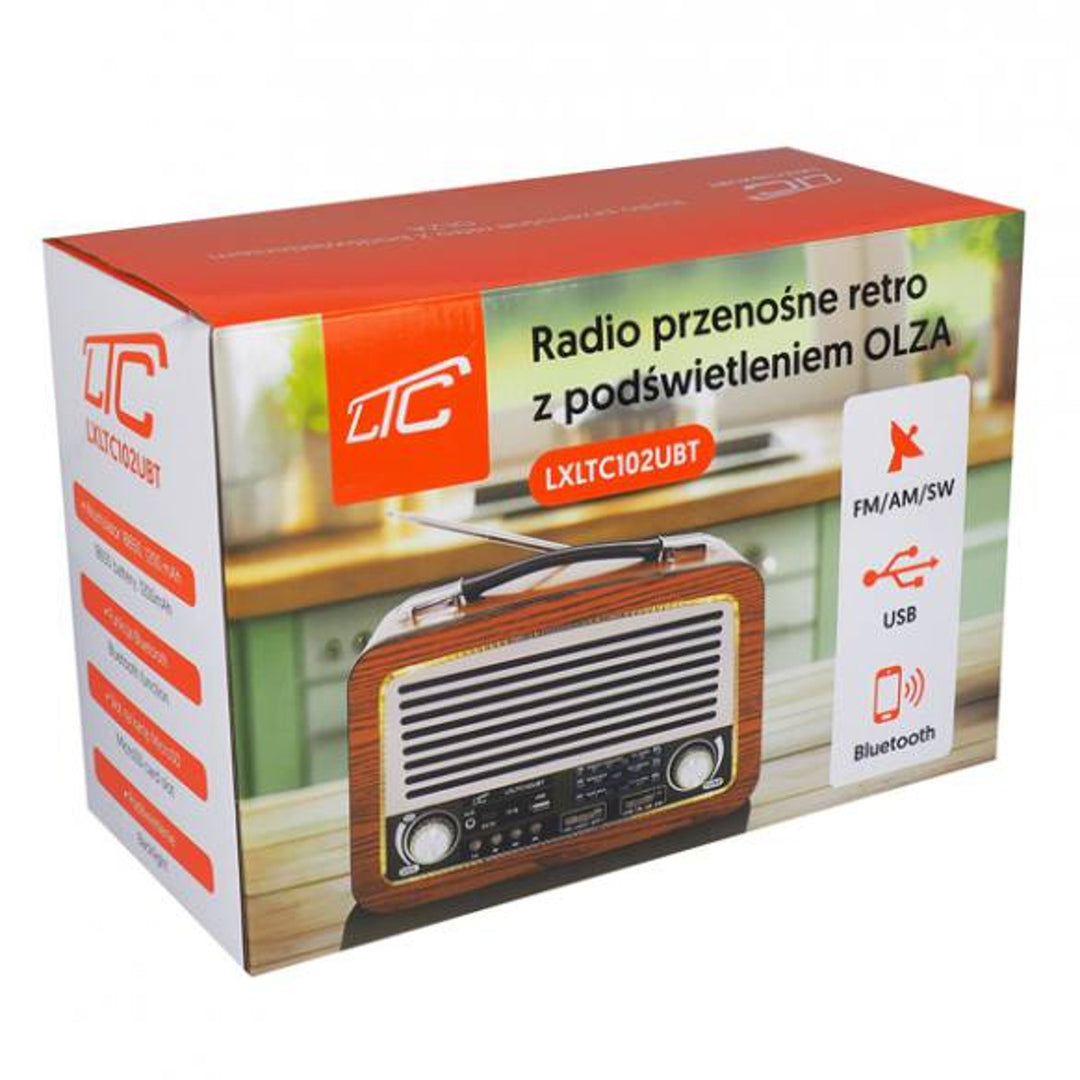 Radio portatile LTC, antenna telescopica, Bluetooth, FM/AM/SW, Olza Retro