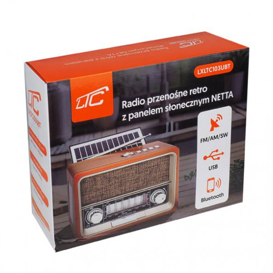 Radio portatile LTC NETTA, Bluetooth, FM/AM/SW, USB, pannello solare, LXLTC103UBT