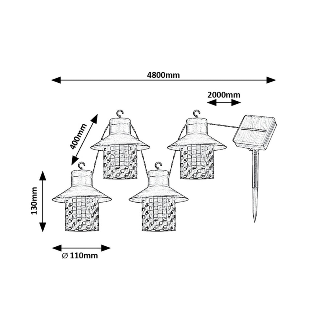 Lampade solari Rabalux, 4 apparecchi, esterno, IP44, nero, Ximpu