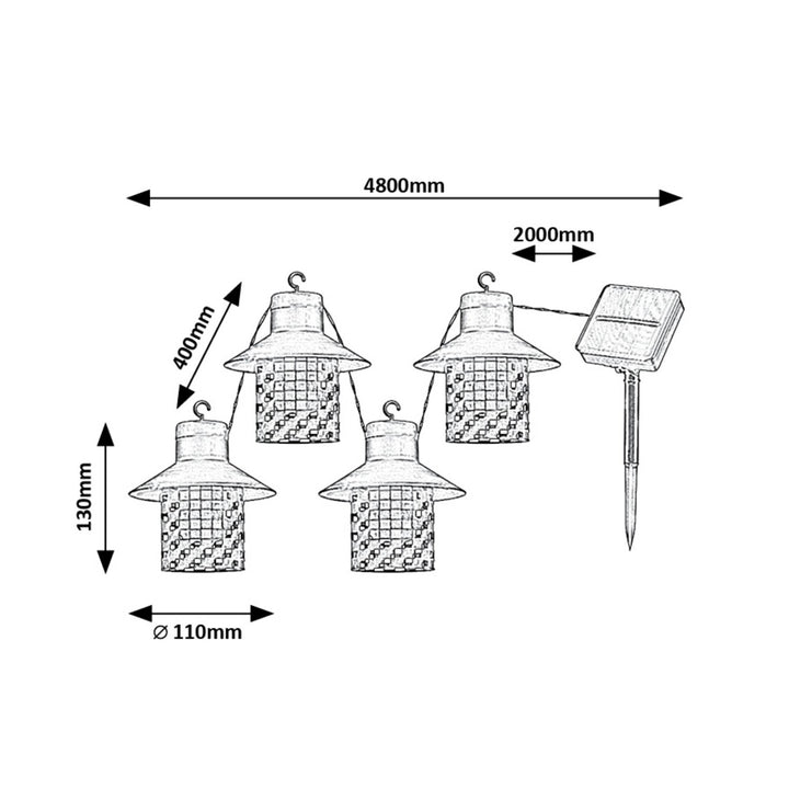 Lampade solari Rabalux, 4 apparecchi, esterno, IP44, nero, Ximpu