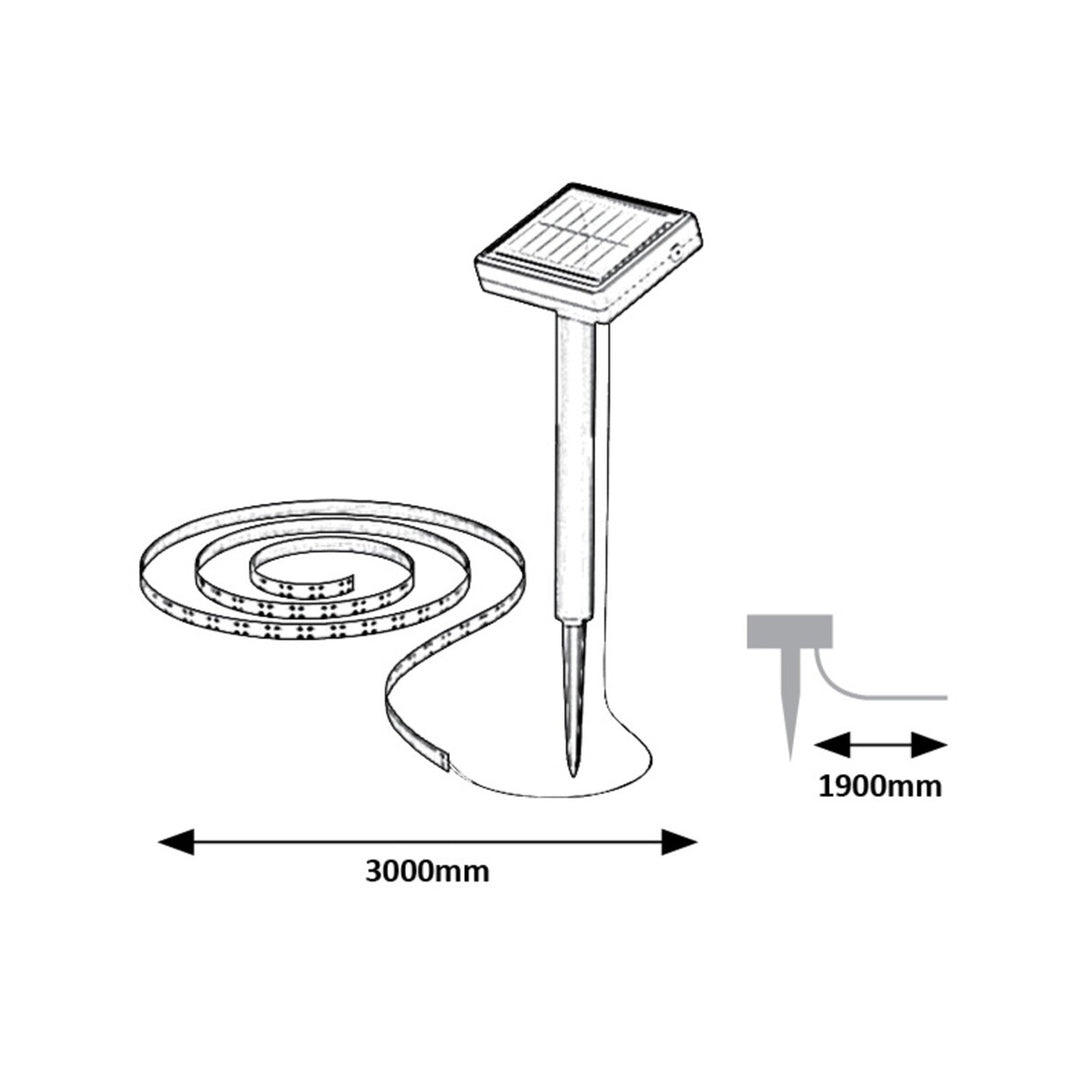 Lampada solare Rabalux, striscia per esterni, LED, IP44, 300 cm, Ansoo