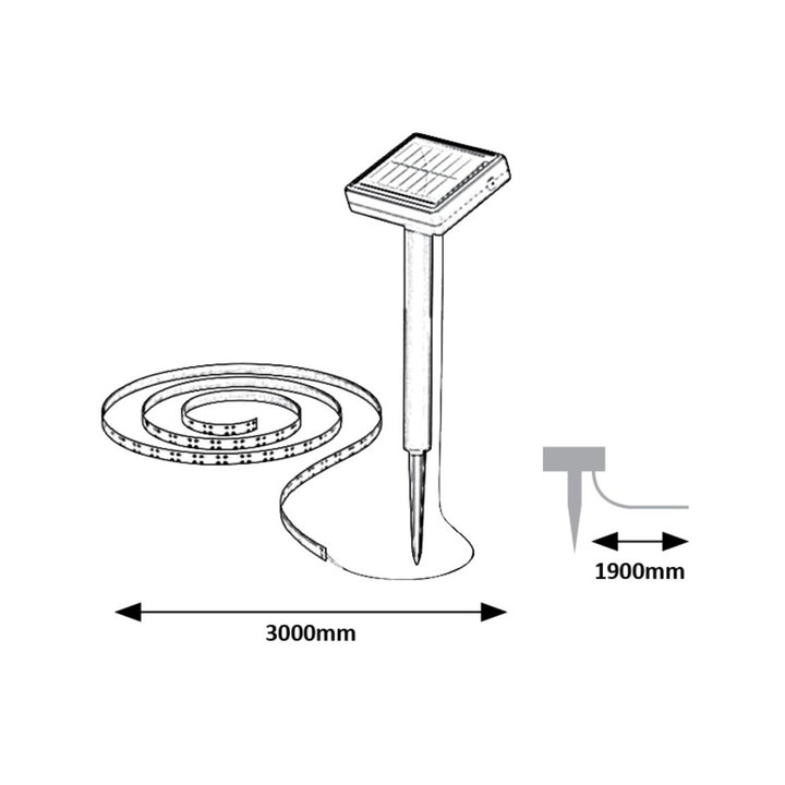Lampada solare Rabalux, striscia per esterni, LED, IP44, 300 cm, Ansoo
