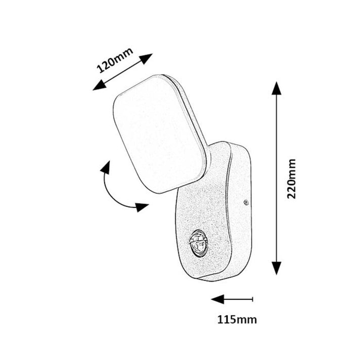 Lampada Rabalux, lampada da parete, per esterni, LED 12W, sensore di movimento, IP44, Odiel
