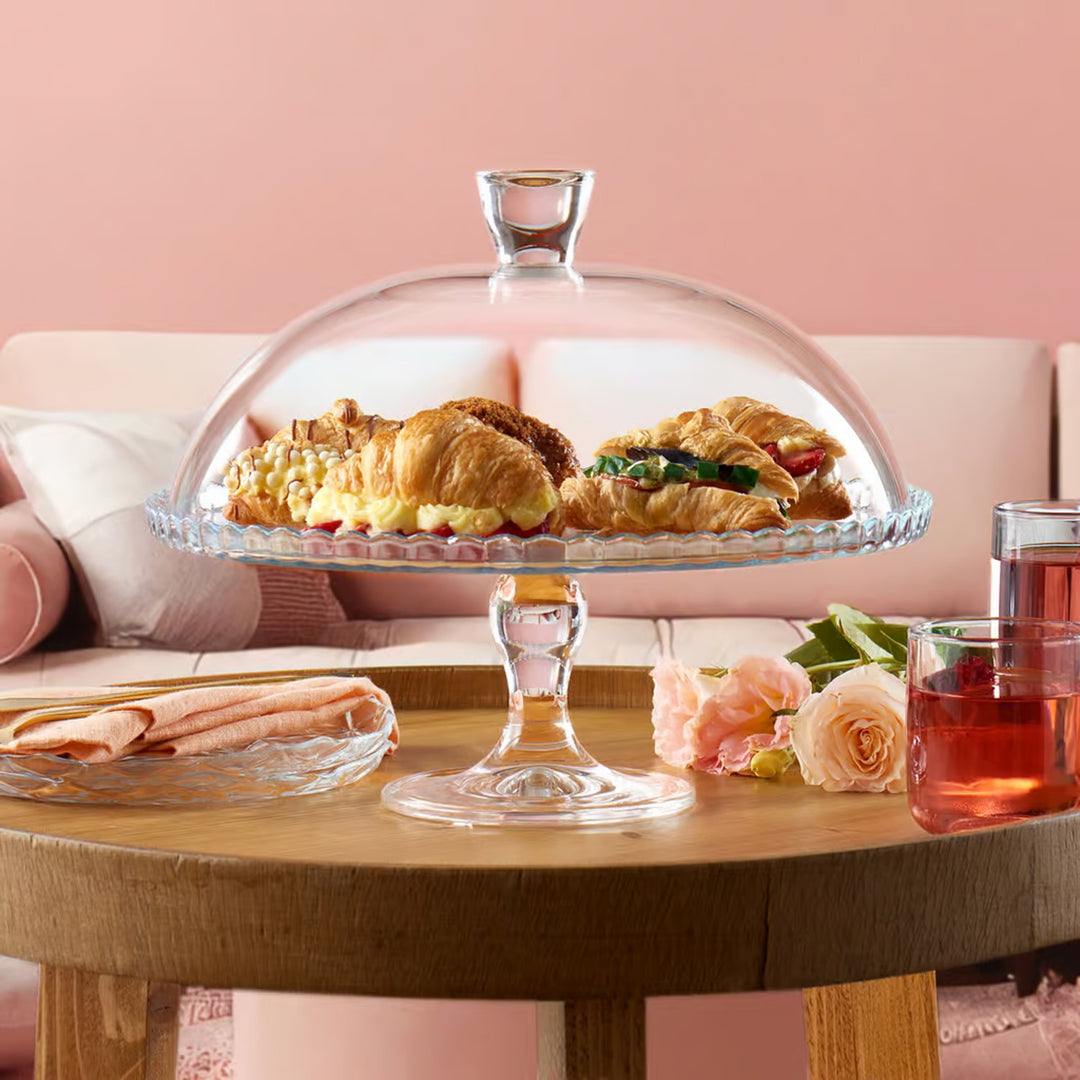 Piatto da portata Pasabahce, vetro, su gamba, con paralume, 32 cm, Patisserie