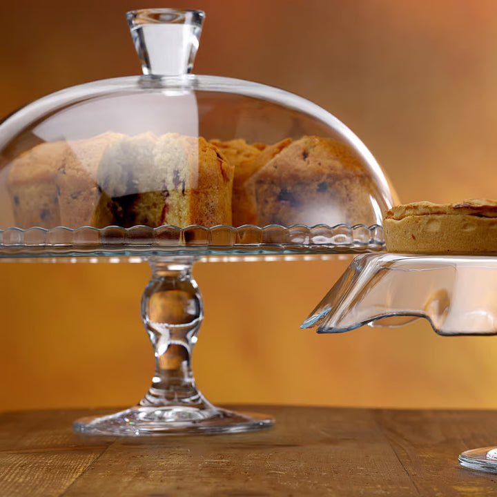 Piatto da portata Pasabahce, vetro, su gamba, con paralume, 32 cm, Patisserie