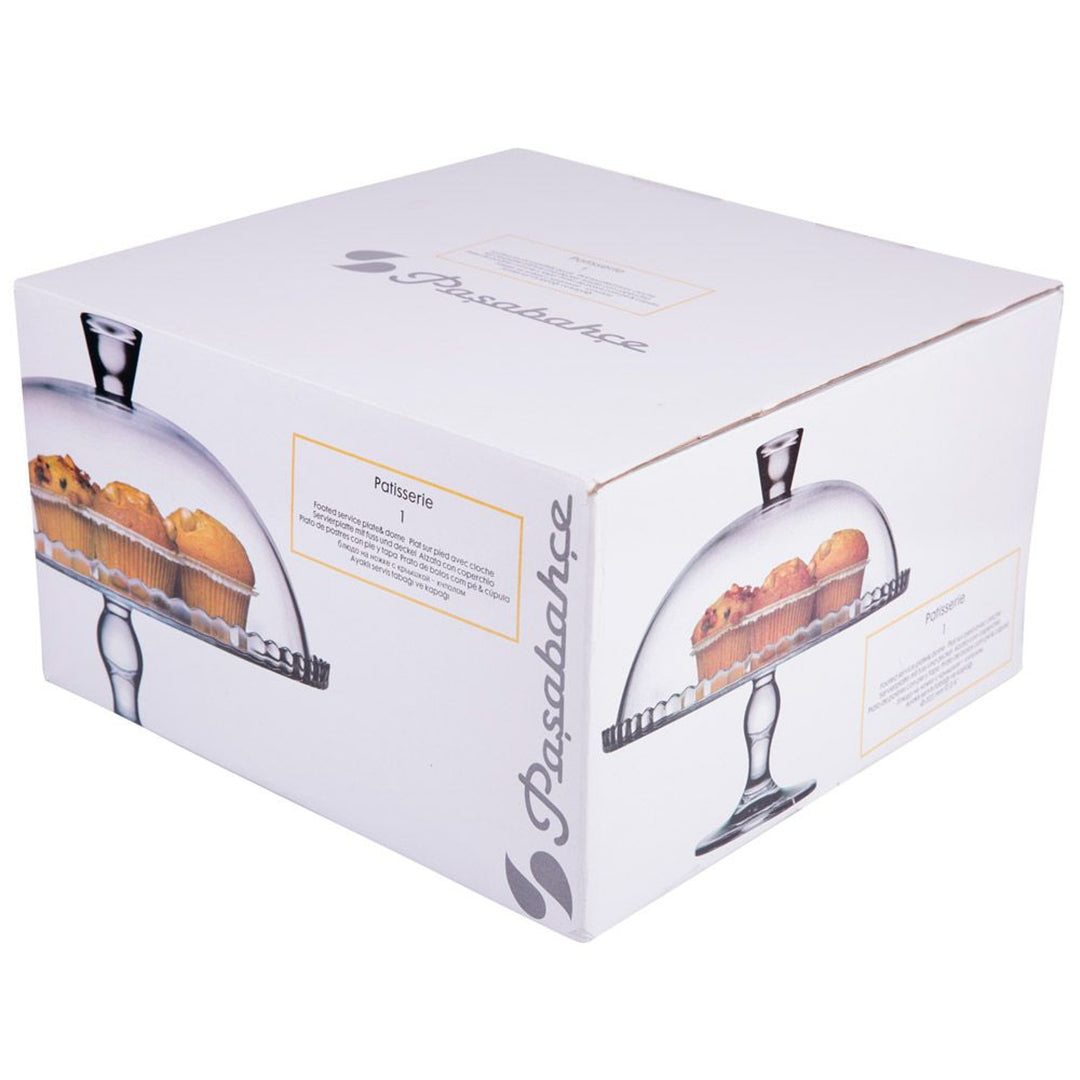 Piatto da portata Pasabahce, vetro, su gamba, con paralume, 32 cm, Patisserie