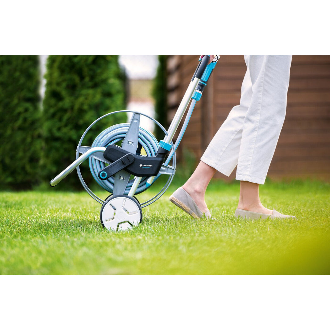 Set da giardino Cellfast, carrello, tubo da 20 m 3/4, irrigatore, raccordi, EXPLORER