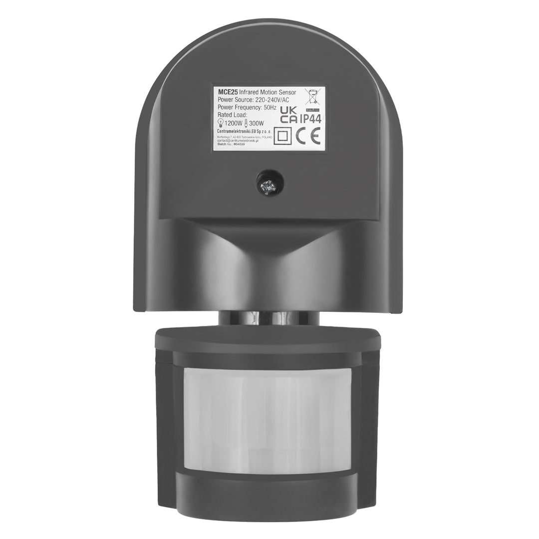 Sensore di movimento e crepuscolare a parete Maclean 180° max 1200W grigio MCE25 GR