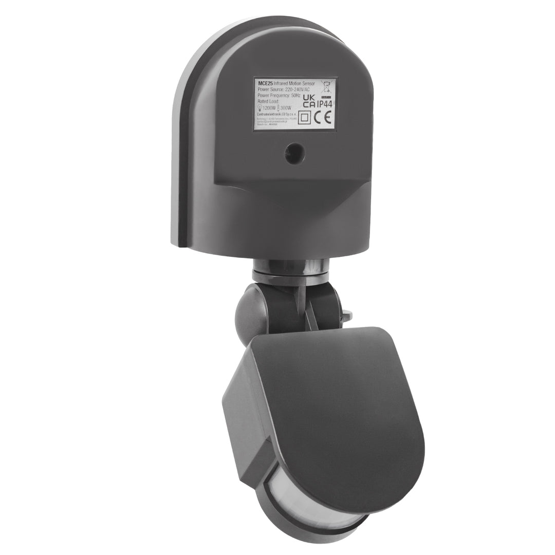 Sensore di movimento e crepuscolare a parete Maclean 180° max 1200W grigio MCE25 GR