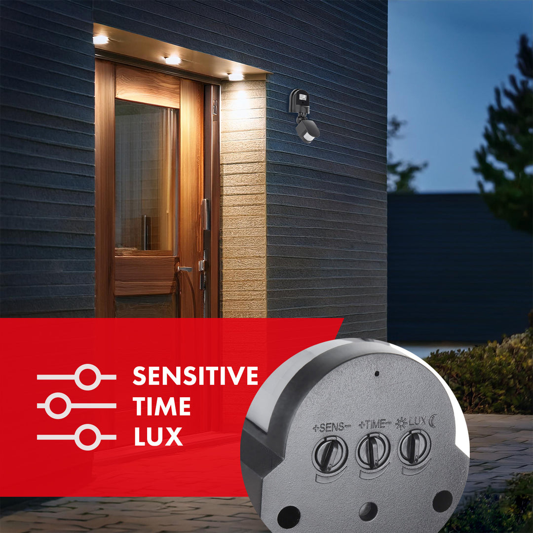 Sensore di movimento e crepuscolare a parete Maclean 180° max 1200W grigio MCE25 GR