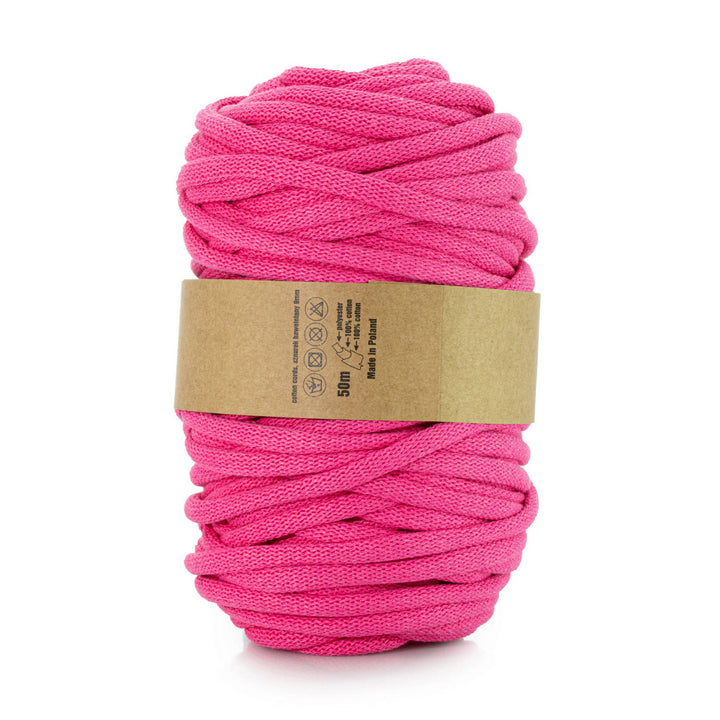 WAS, Gomitolo in cotone con anima in poliestere, intrecciato, 9 mm, 50 m, fucsia