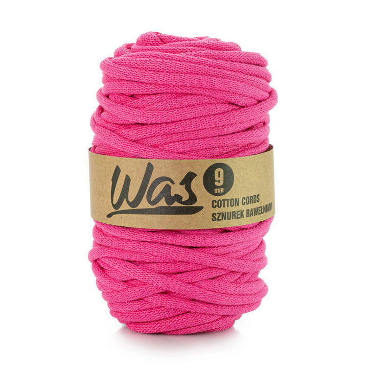 WAS, Gomitolo in cotone con anima in poliestere, intrecciato, 9 mm, 50 m, fucsia
